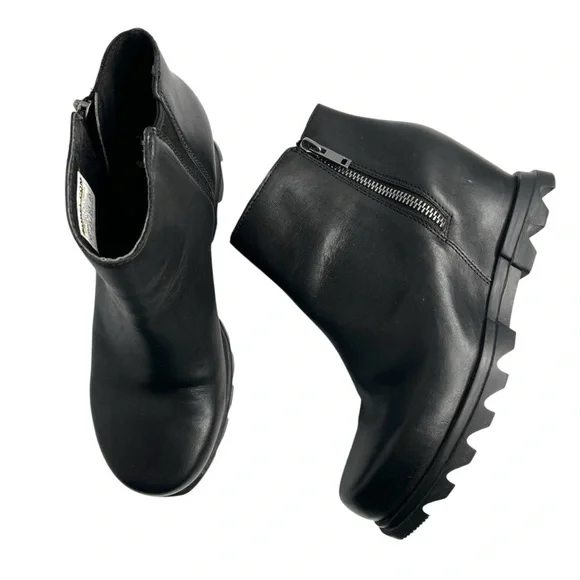 Sorel Joan of Arctic Wedge III Zip Leather Waterproof Boots Black Size 8.5 - Picture 8 of 16